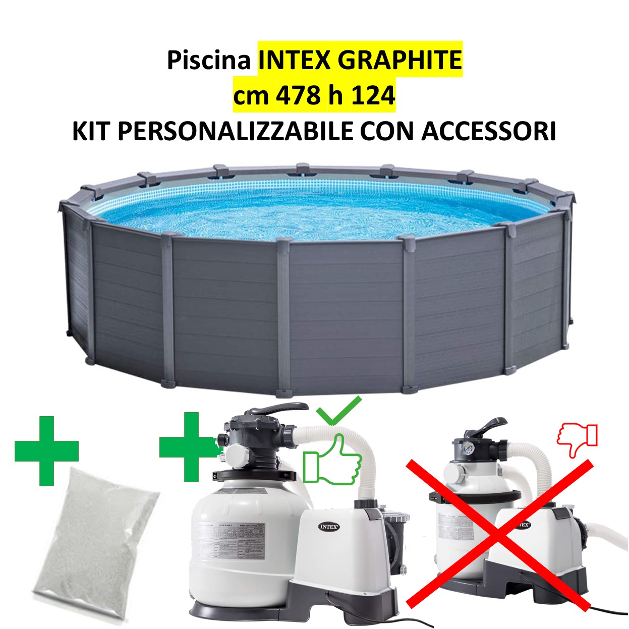 Kit piscine Graphite INTEX 4,00 x 3,00 x 1,24 m