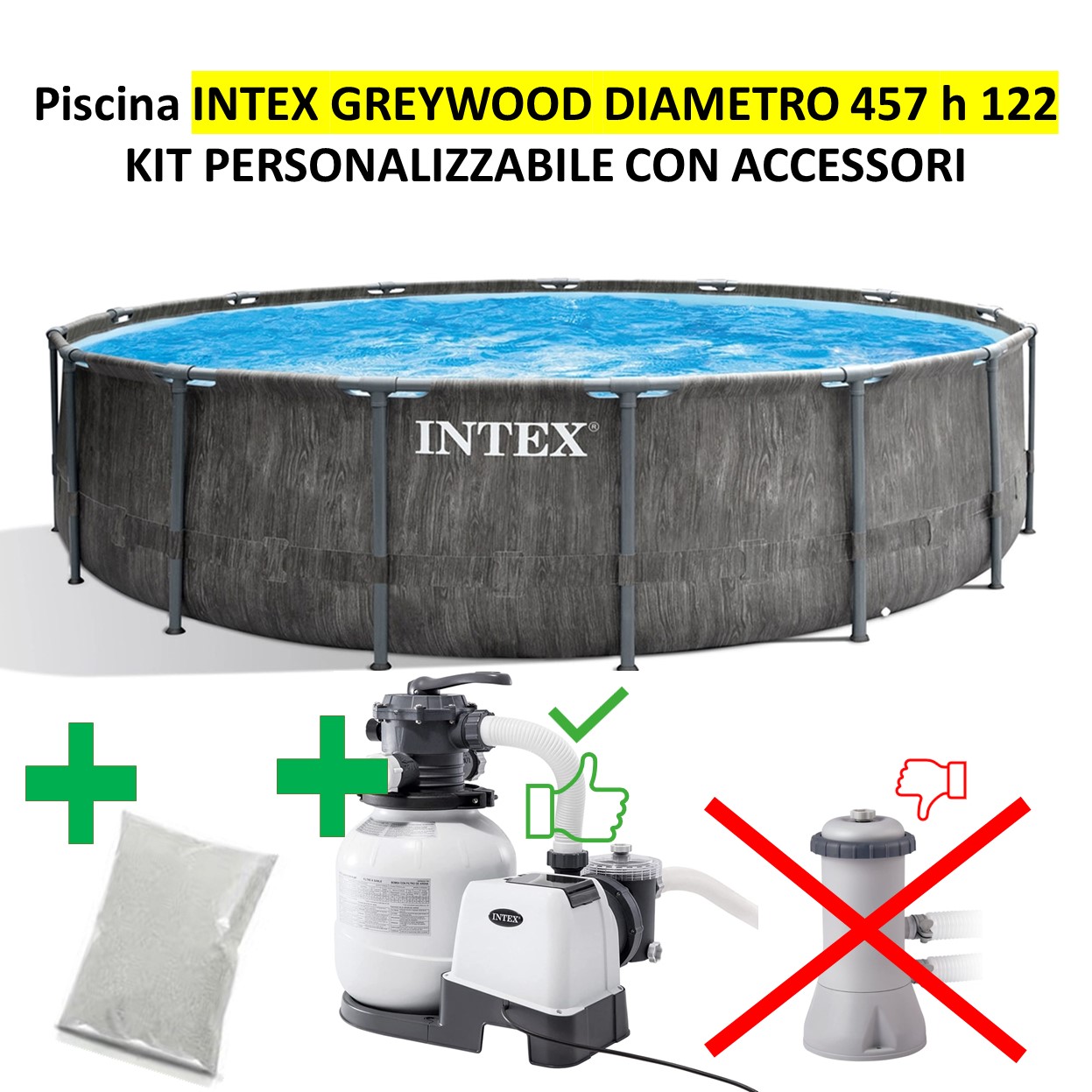 Intex Piscina Desmontable Frame Prism Greywood Ø 457 x 122 cm